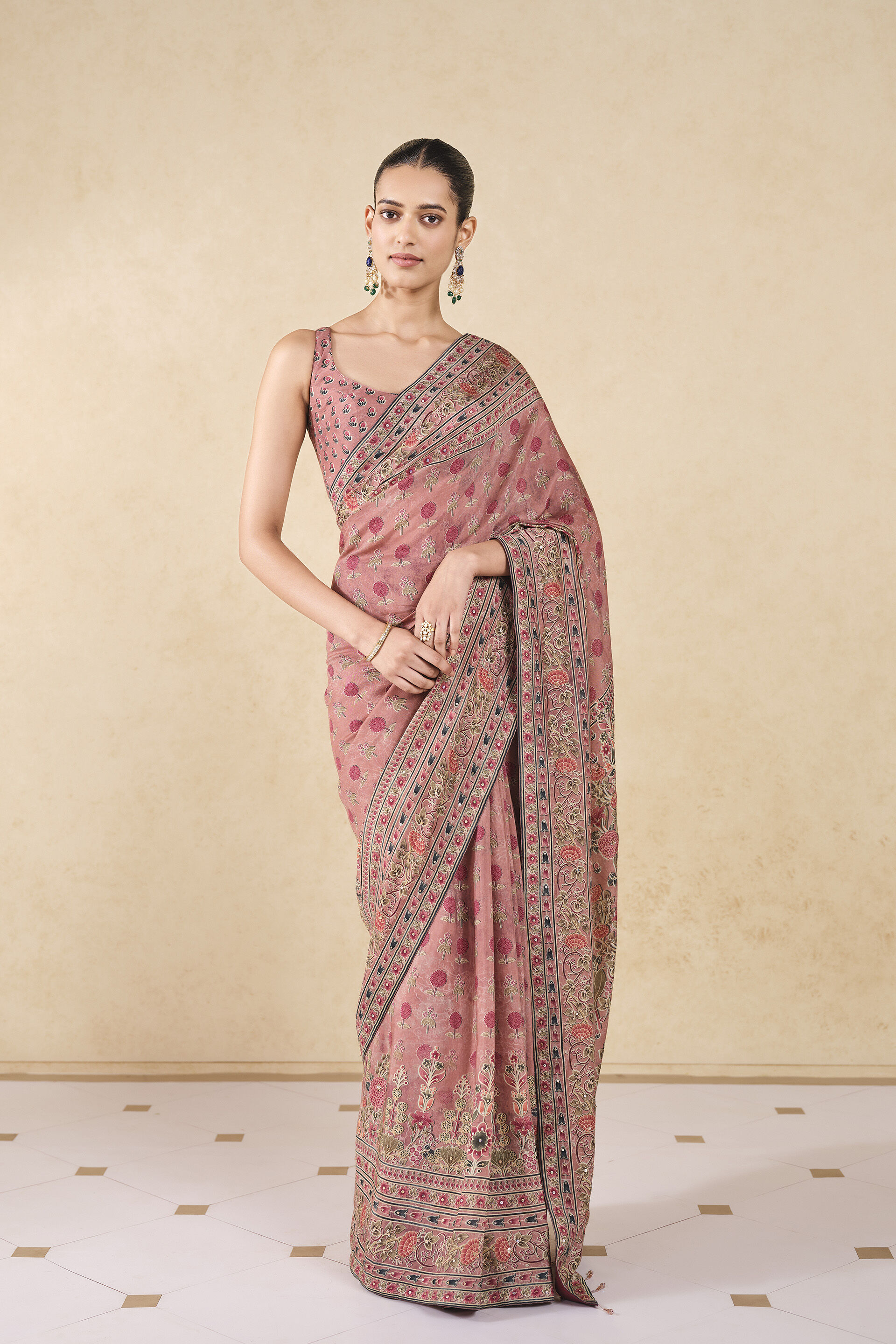 Shameka Printed Silk Saree - Blush, Blush, image 1